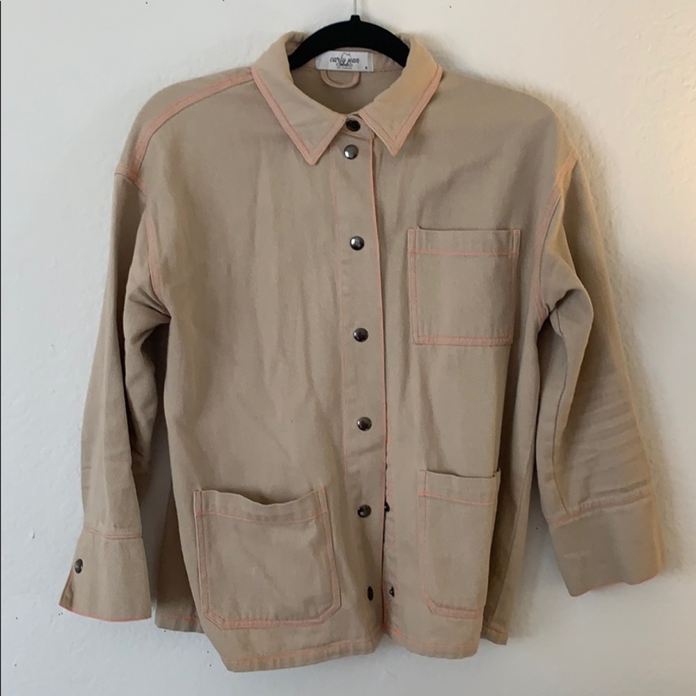 Taupe with pink stitching jacket CJLA